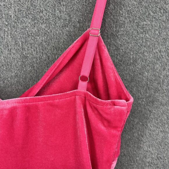 KatieJ NYC Dress Girls Large Pink Velvet Ruched Bodycon Mini Knot Front Cutout - Picture 13 of 16